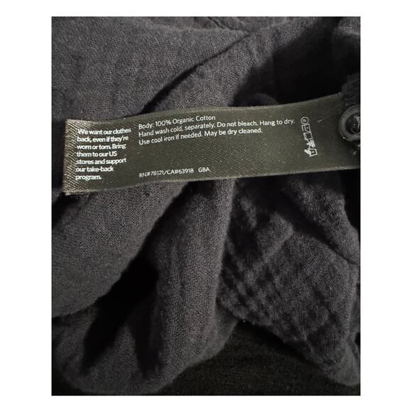 Eileen Fisher Dark Blue Organic Cotton Button Front Shirt Blouse Long Sleeve XXS - Picture 5 of 5